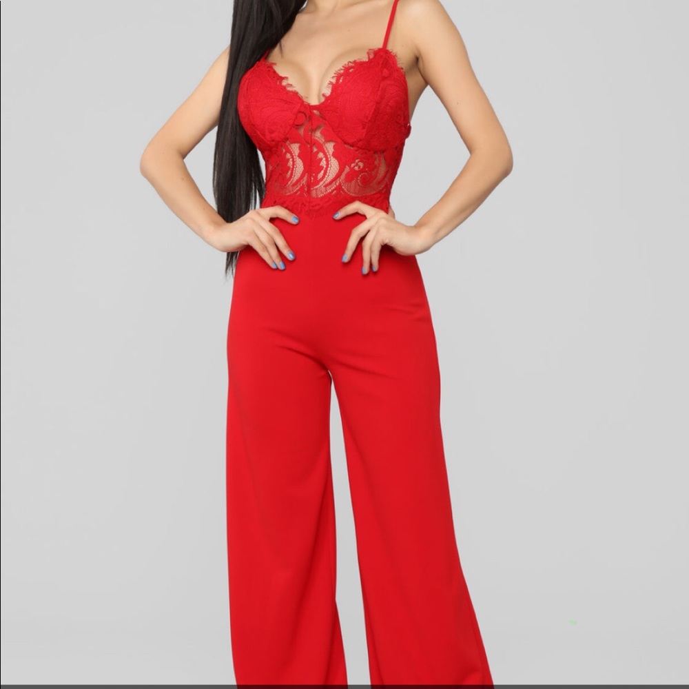 Red lace jumper